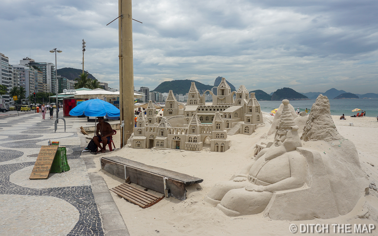 Along Copacabana Beach in Rio de Janeiro, Brazil
