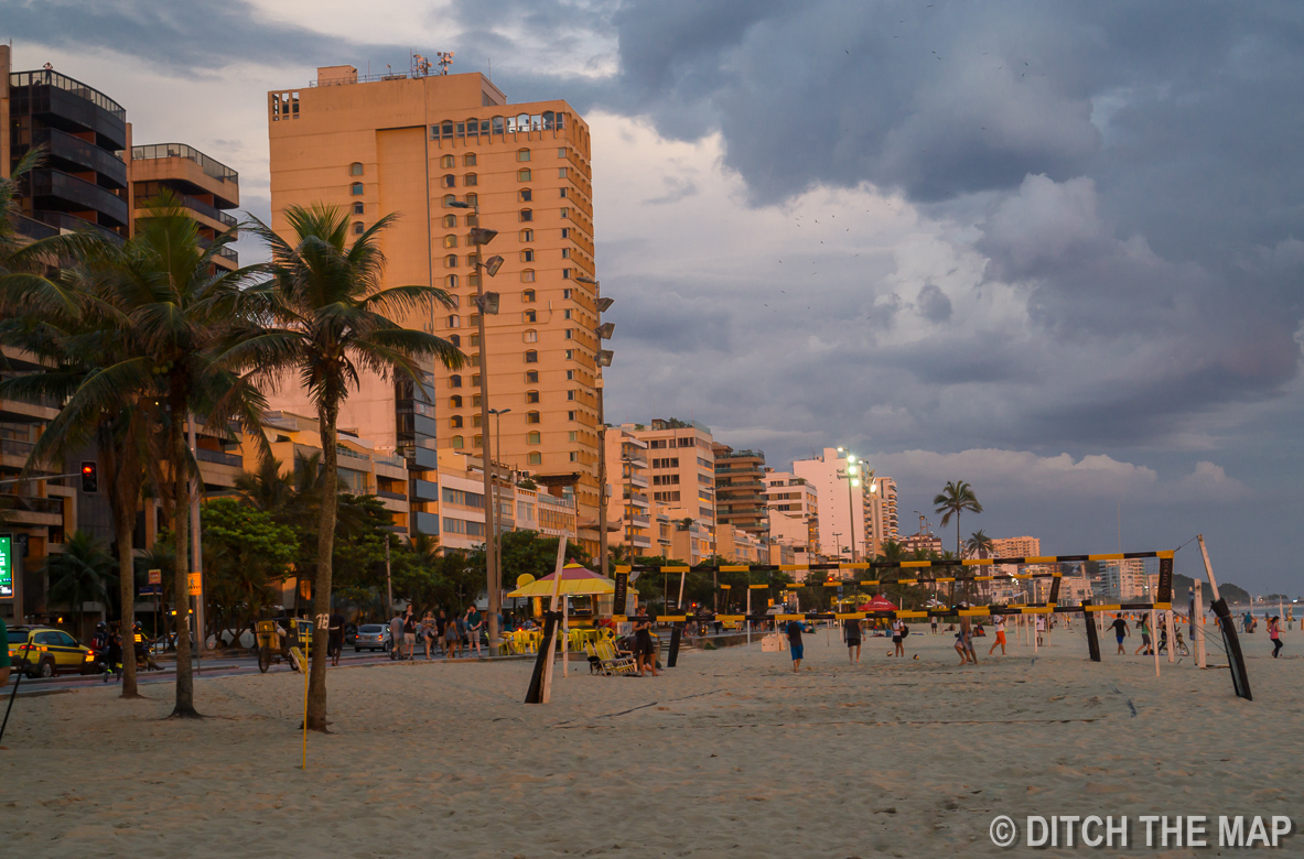 Watching a sunset on Ipanema Beach in Rio de Janeiro, Brazil