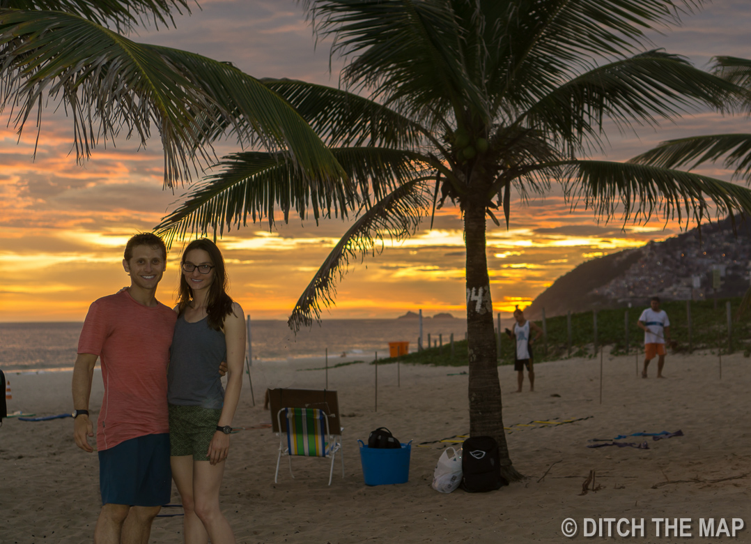 Watching a sunset on Ipanema Beach in Rio de Janeiro, Brazil