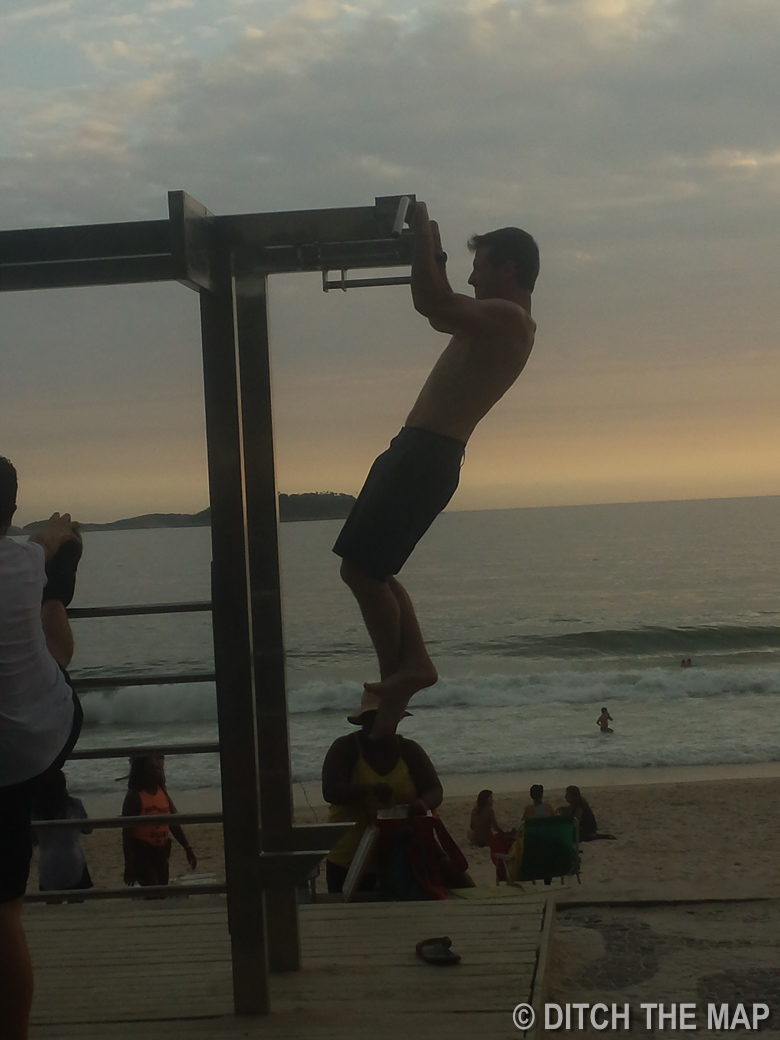 Scott works out on the beach