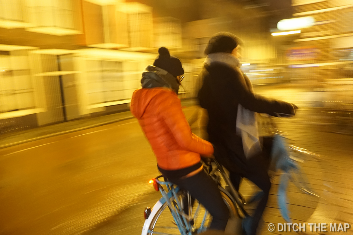 Riding around town in Leiden, Netherlands
