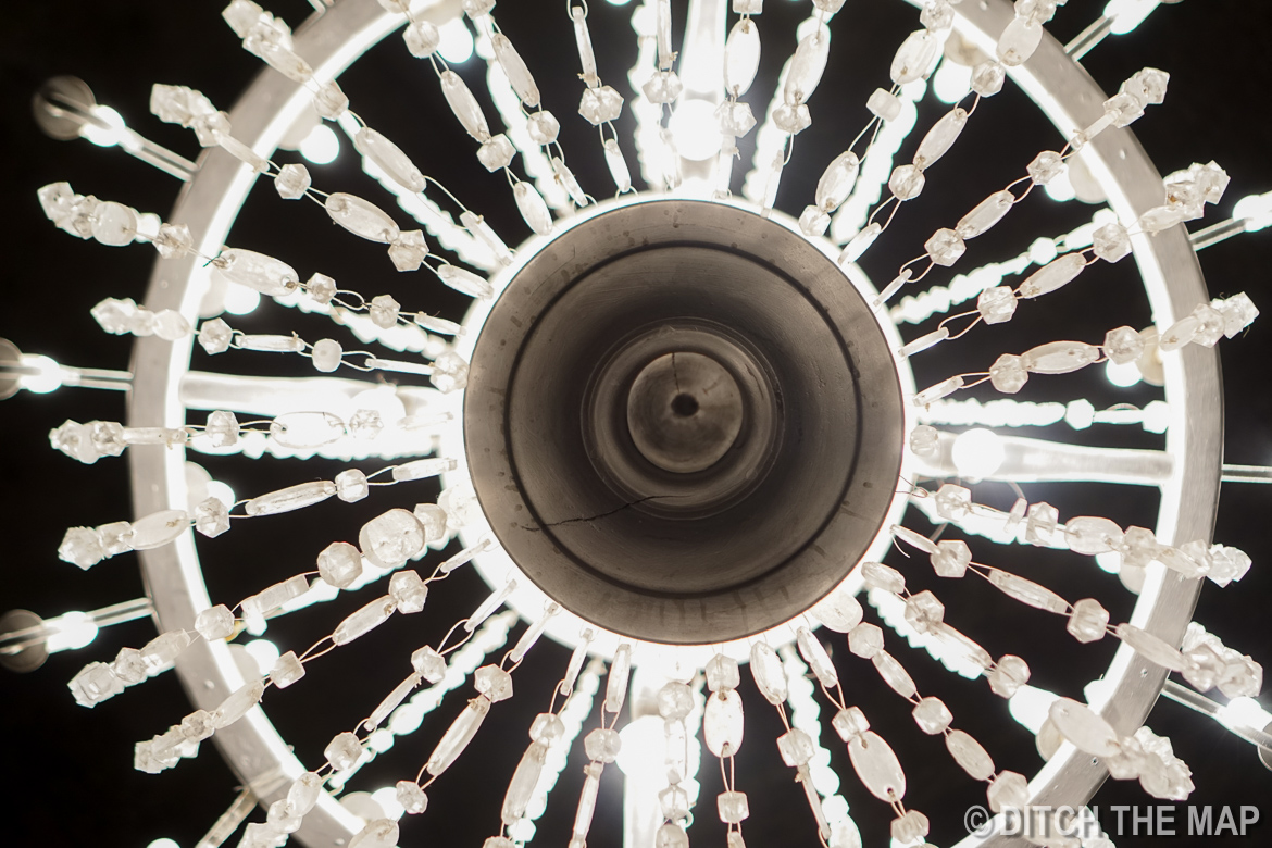 Chandelier with crystals made from pure salt in Wieliczka, Poland