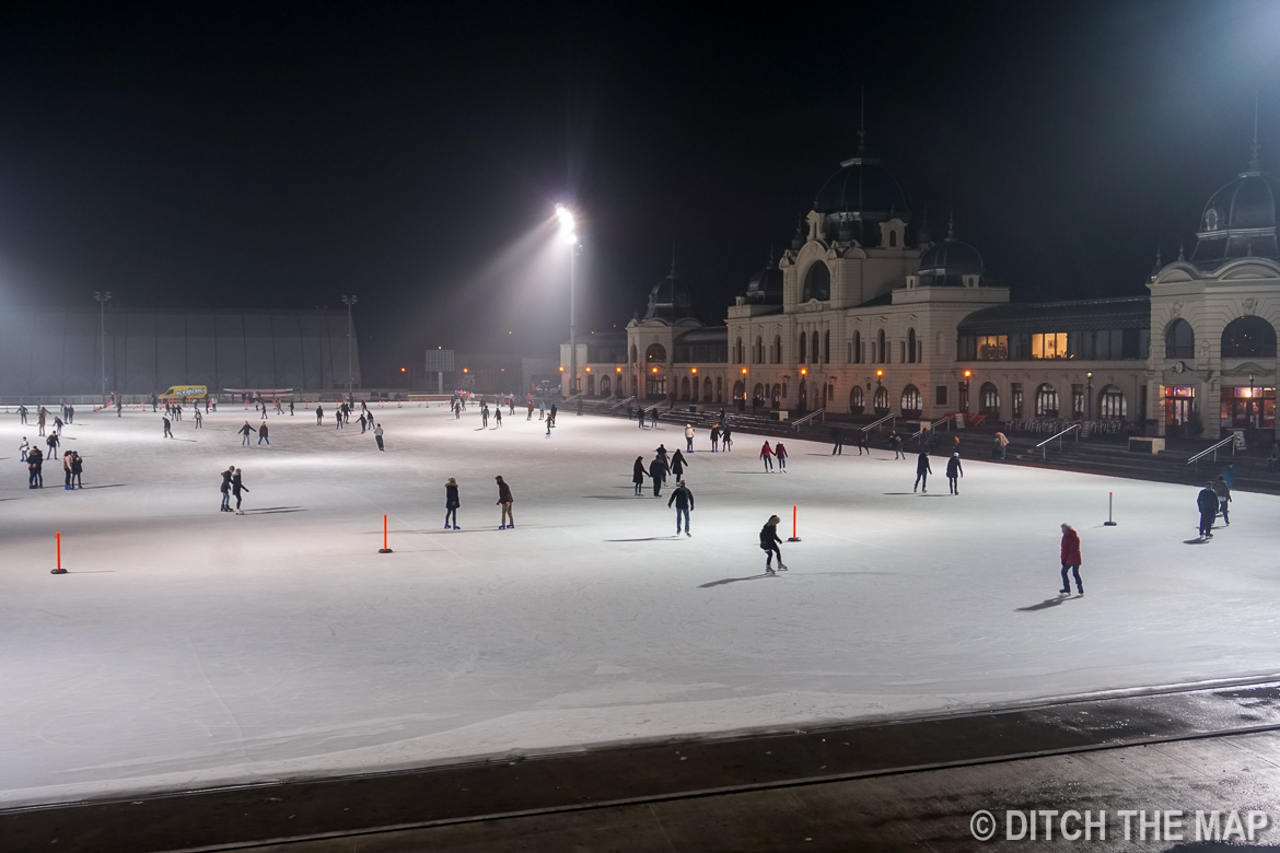 Iceskating Rink a t City Park in Budapest, Hungary