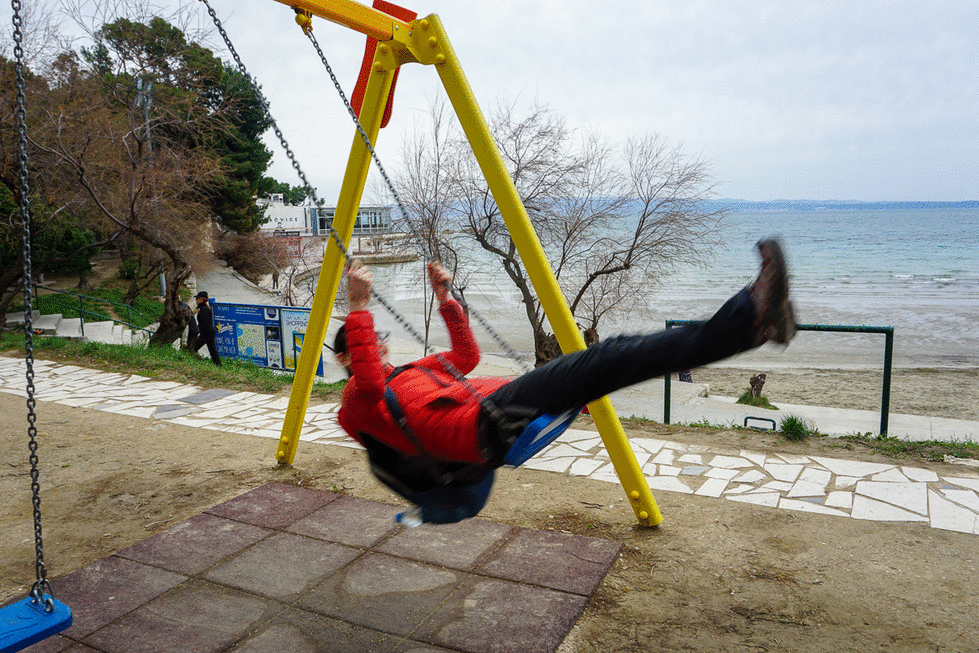 Sylvie Playing in a Park in Split, Croatia