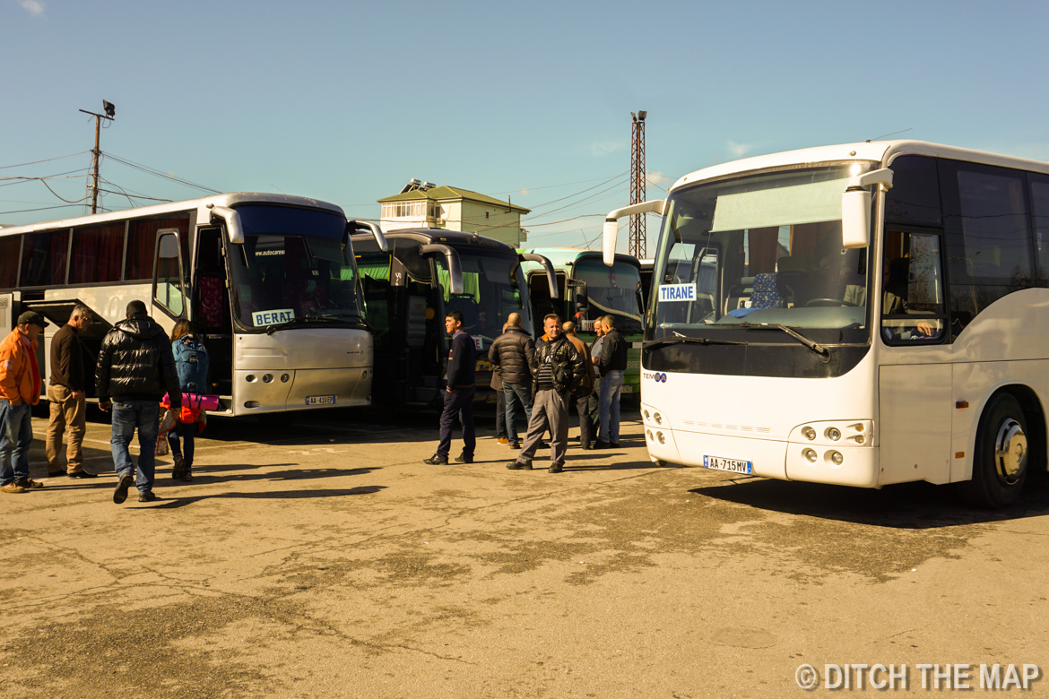 Taking bus from Tirana to Berat, Albania