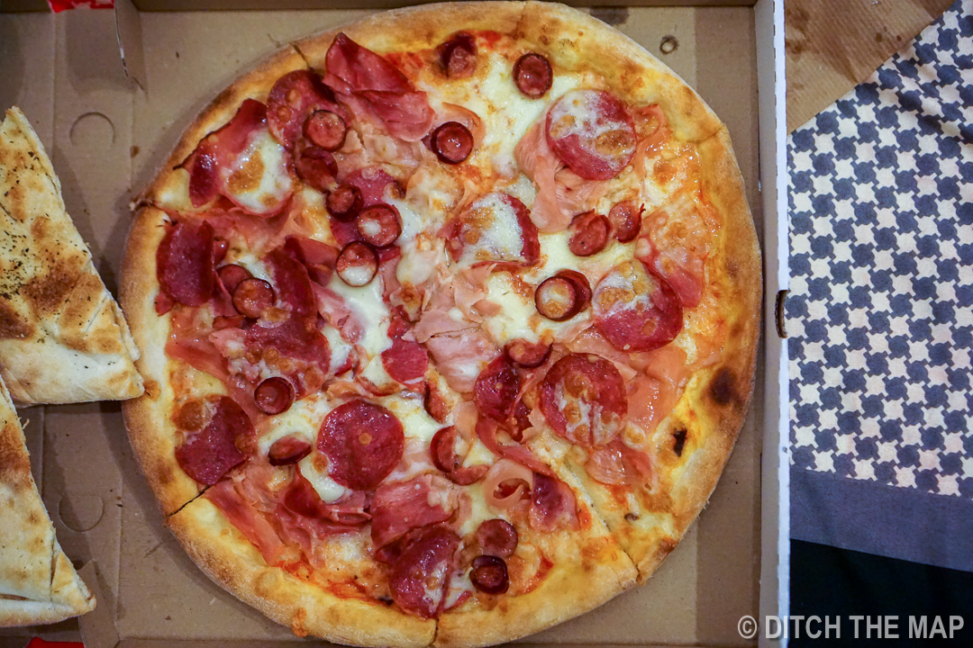 We had delivery during our last night in Bucharest, Romania