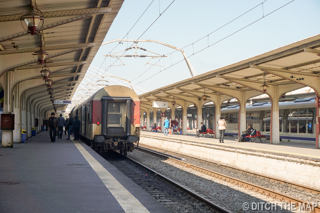 Catching our train in Bucharest, Romania