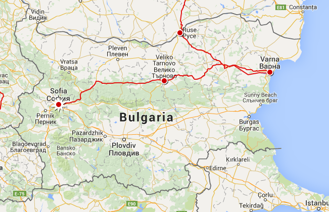 Our Route through Bulgaria