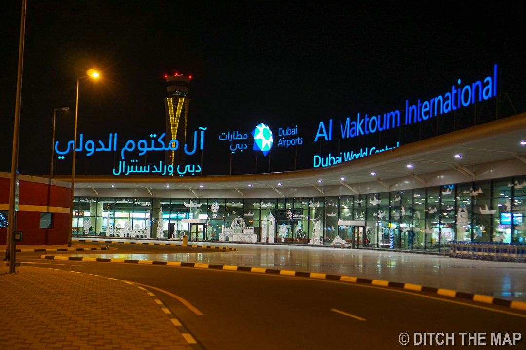 Arriving at Al Maktoum International Airport in Dubai, UAE
