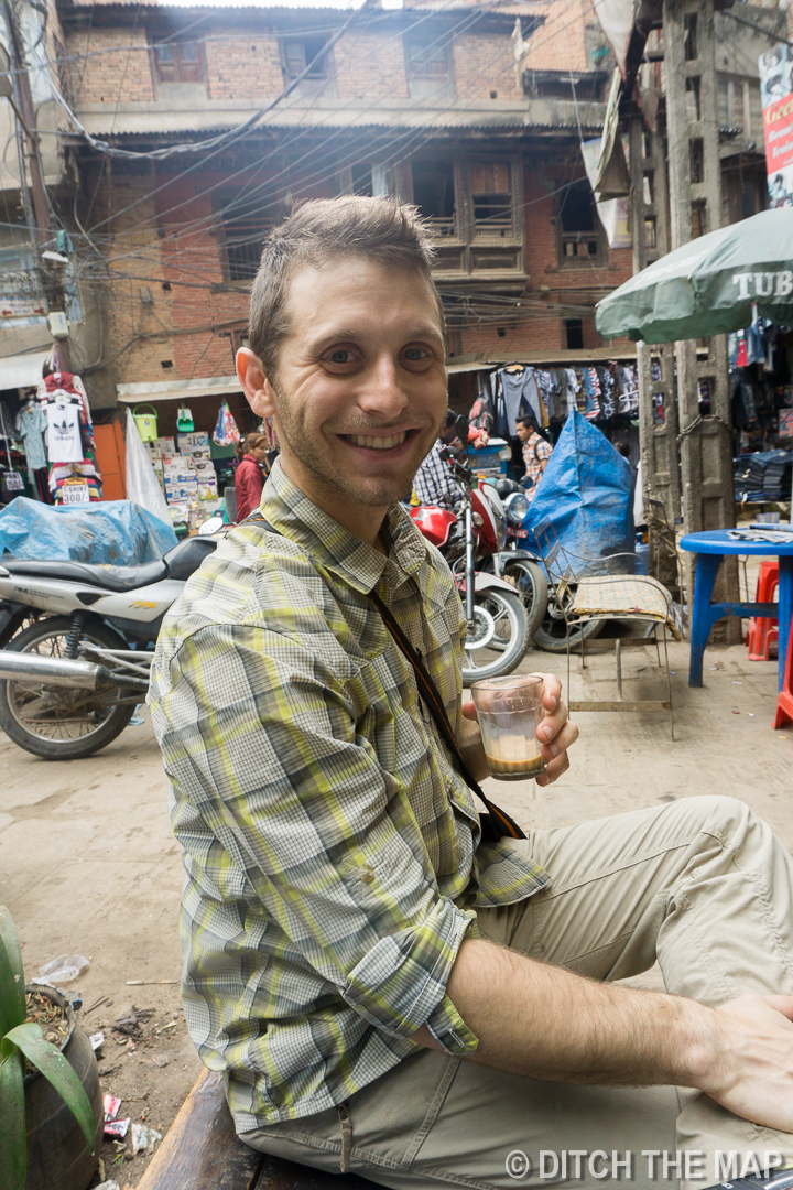 Scott Enjoys Chai Tea in Kathmandu, Nepal