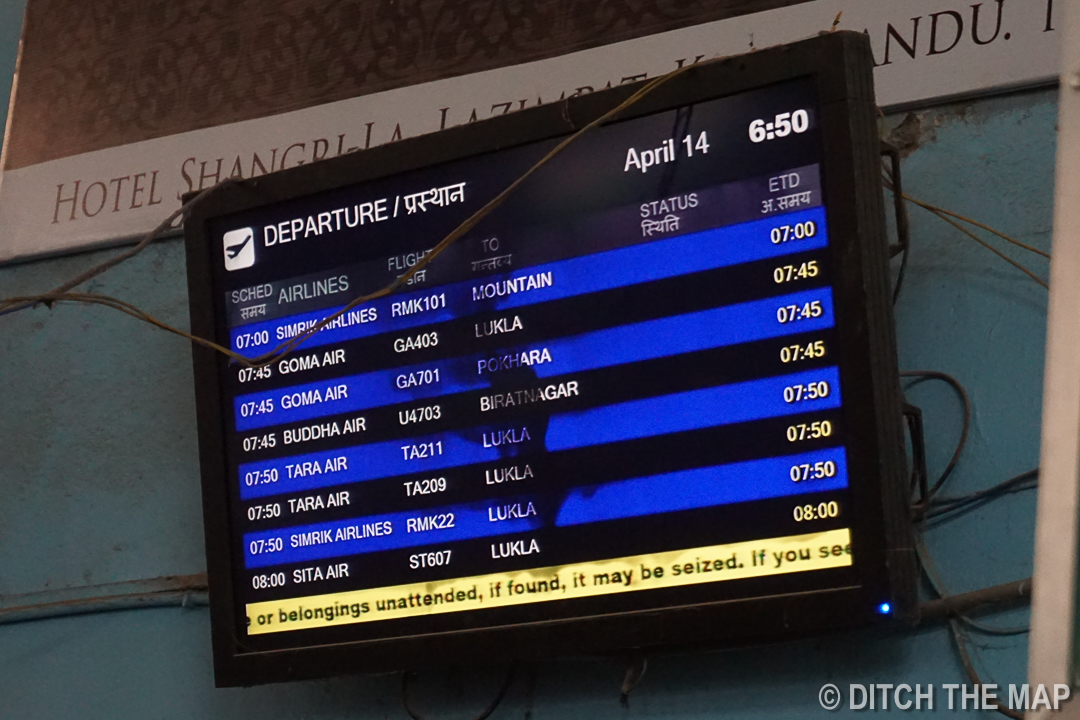 Notice how close together in time all the flights to Lukla are