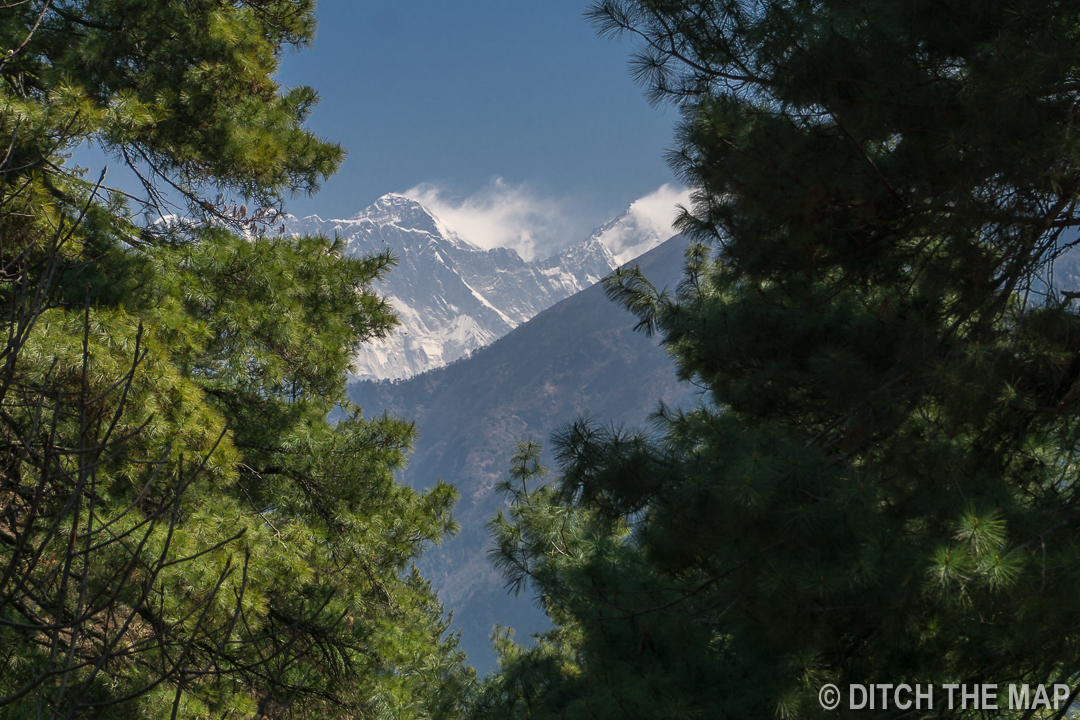 Our first sighting of Mt. Everest during our 2nd day hiking to EBC