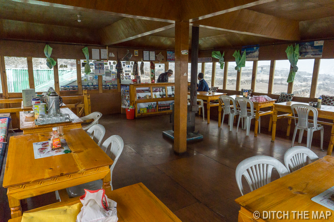 Dining area in our teahouse in Dingboche