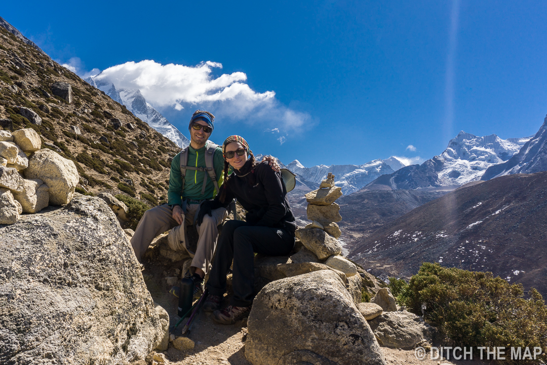 Hiking to the top of Nagarjun Hill outside of Dingboche