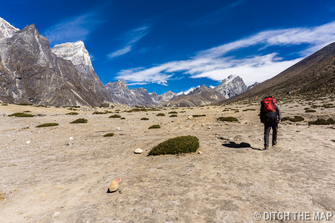 Following our porter to Lobuche