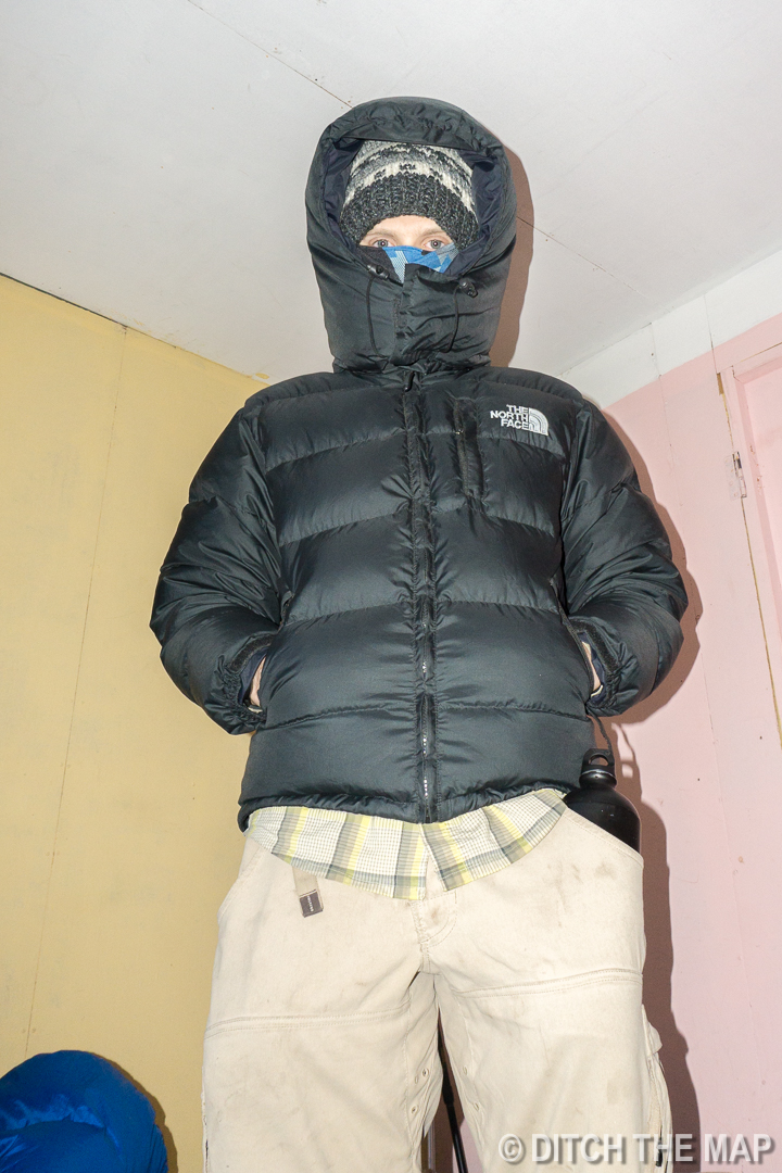 Dressing very warm for m early morning hike up to Kala Patar