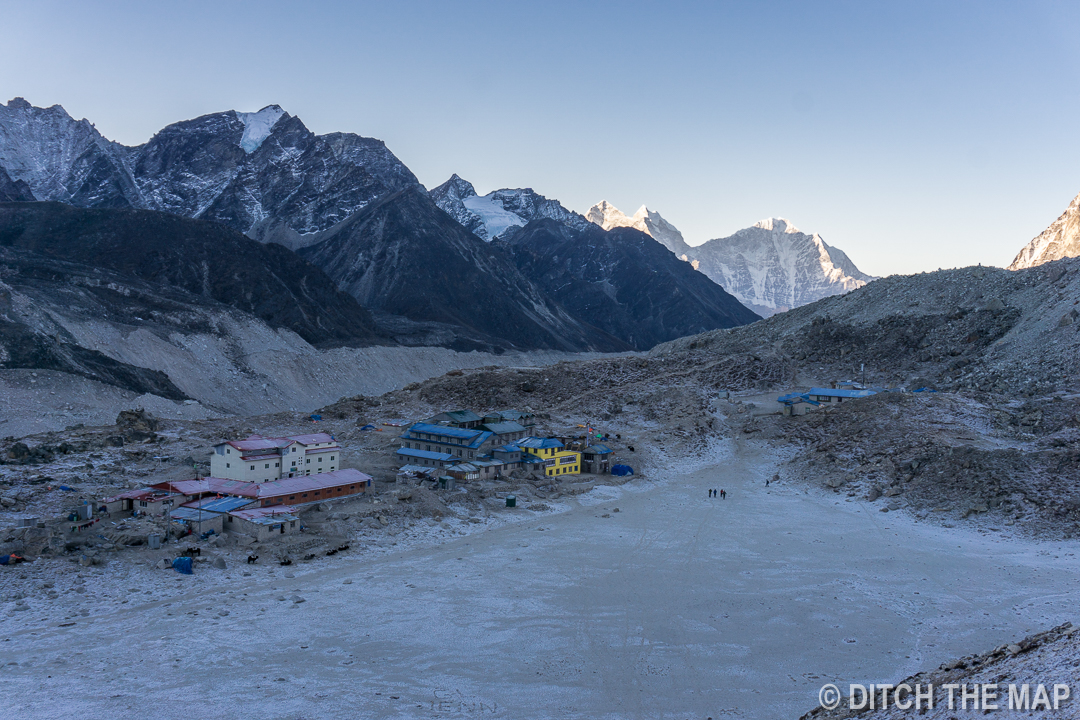 Leaving Gorak Shep behind as I climb Kala Patar