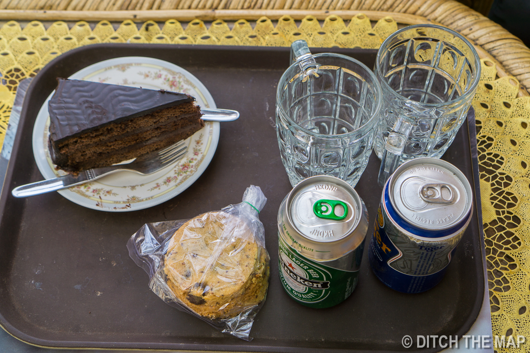 Enjoying a celebratory meal in Lukla, Nepal