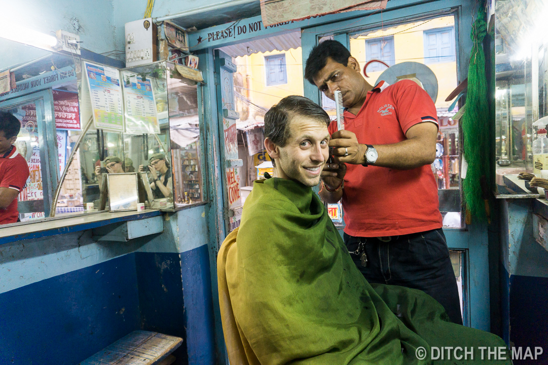 Getting a Haircut in Pushkar, India