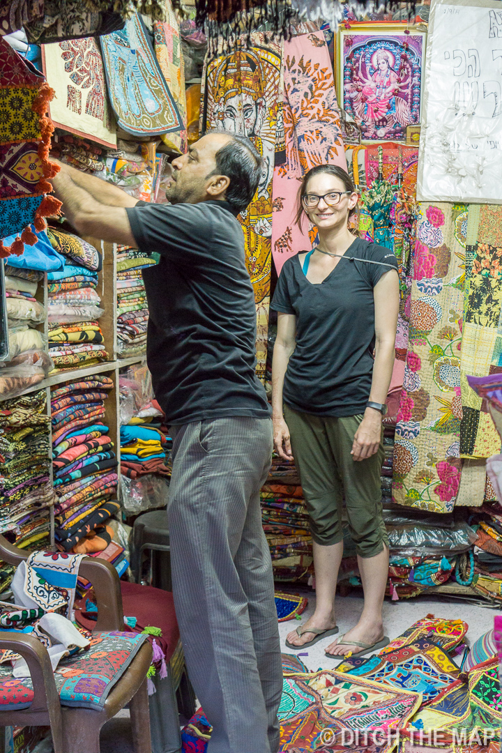 Buying Patchwork Pillows in Pushkar, India