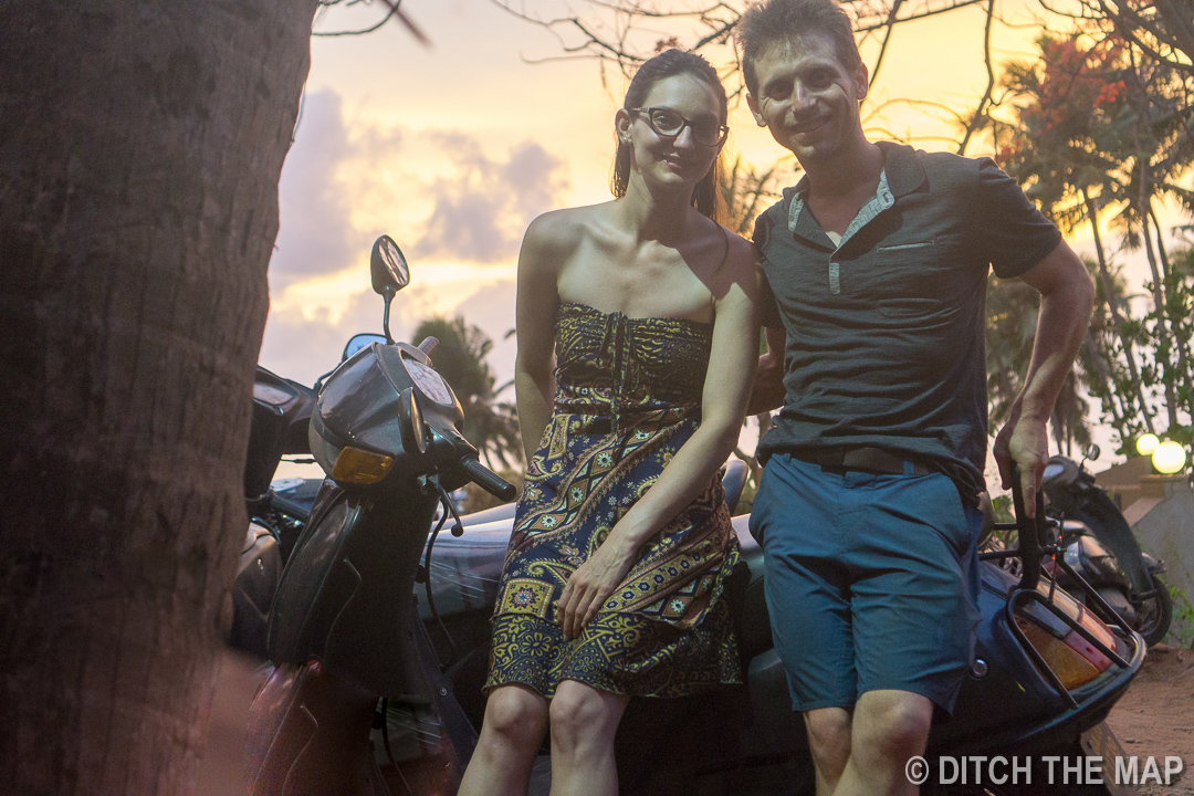 Riding on scooter in Northern Goa, India