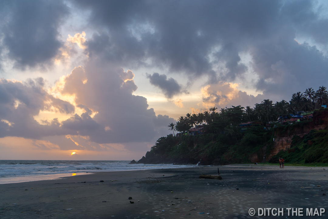 Sunset on Varkala Beach in South Kerala, India
