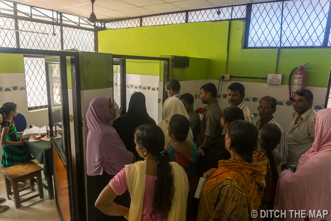 Waiting in line at a local hospital in Kochi, India