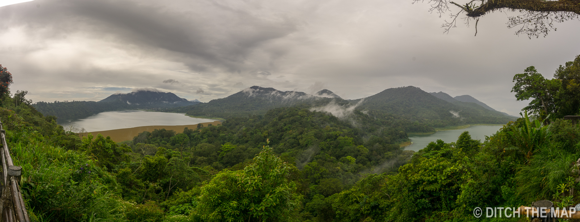 View of the twin lakes in Munduk, Bali
