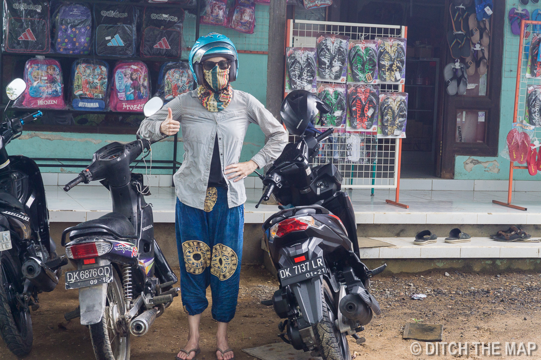 Resting at a roadside petrol station outside Ubud, Bali