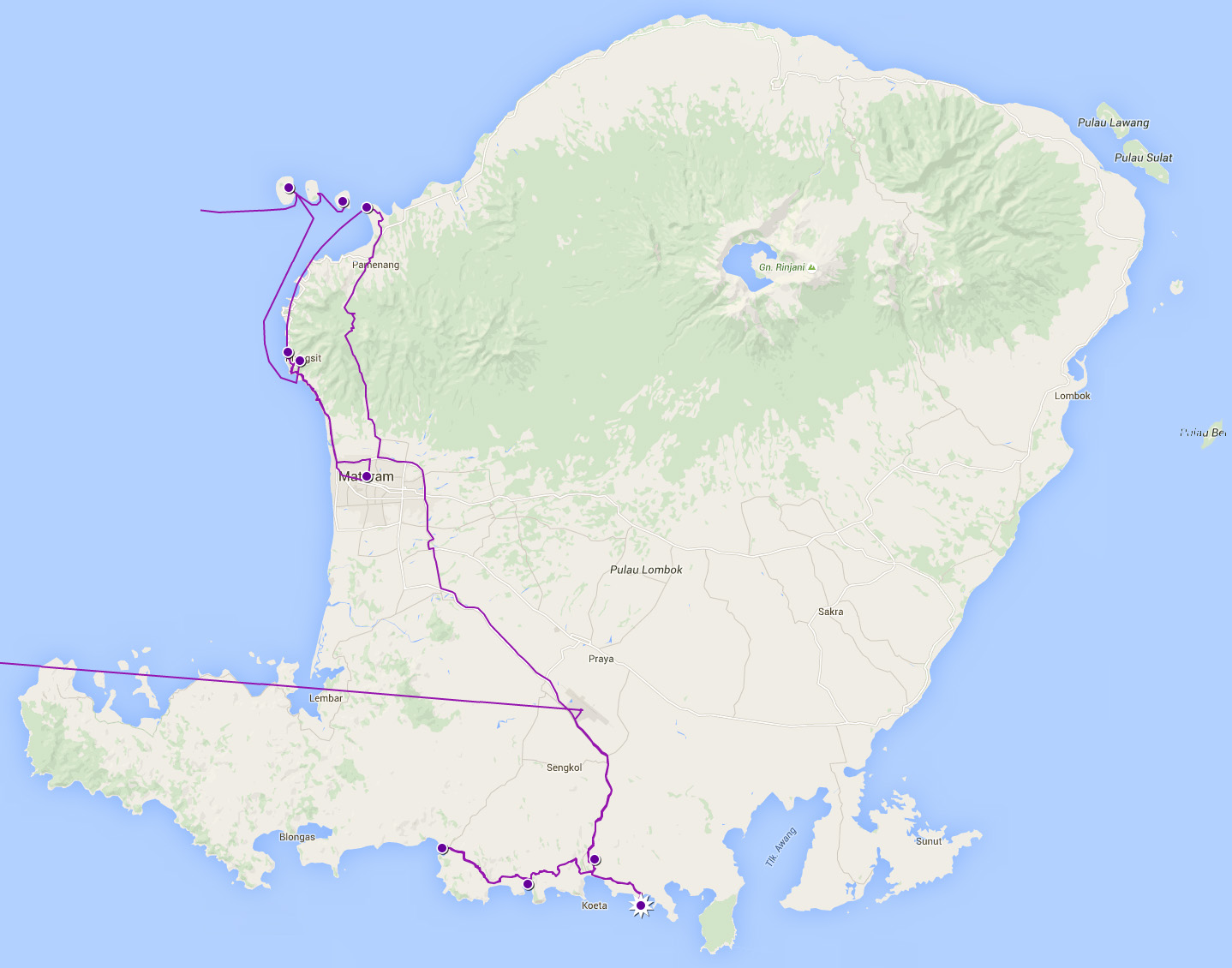 Our Route Through Lombok, Indonesia
