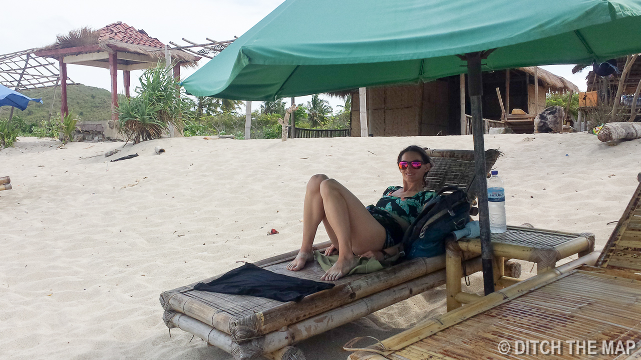 Sylvie Relaxing at Mawun Beach in Lombok, Indonesia