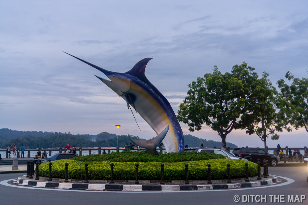 Dolphin Statue Near the Waterfront in Kota Kinabalu, Sabah, Borneo, Malaysia