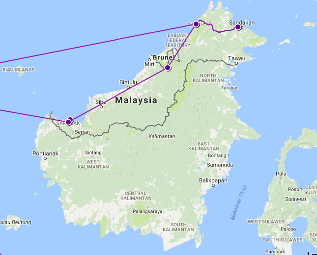 Our Route Through Borneo