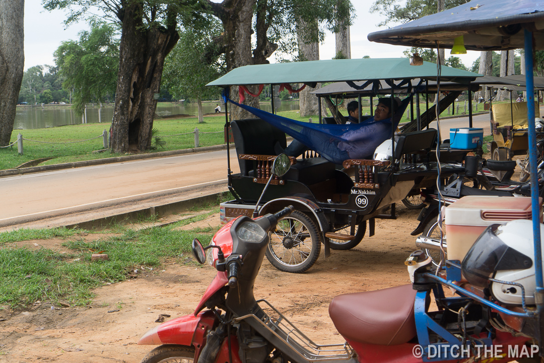 Tuk-Tuk Drivers Waiting for Their Customers Outside Angkor Wat, Cambodia