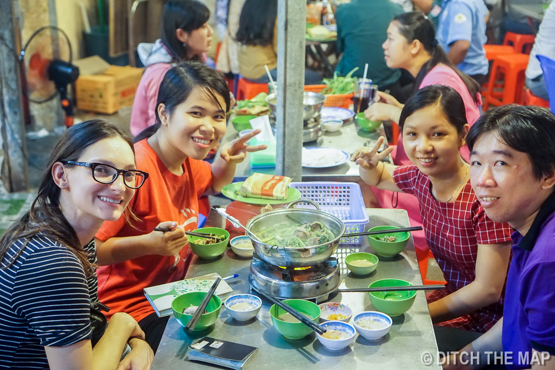 Eating Hotpot with our New Friends in Can Tho, Vietnam