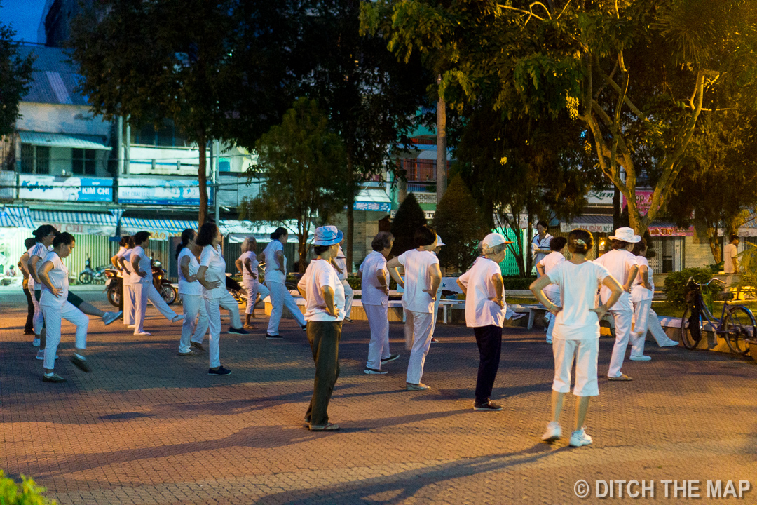 One of Many Exercise Groups Early in the Morning in Can Tho, Vietnam