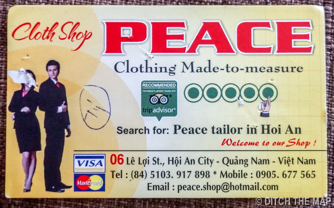 Peace Tailor Business Card (front)