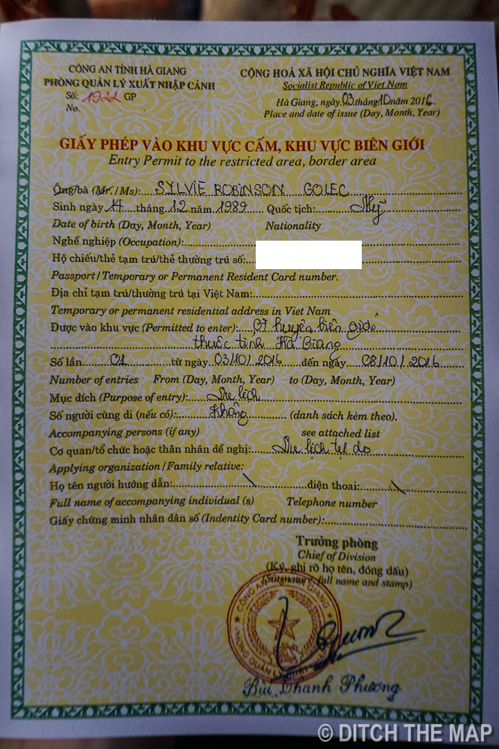 Required Permit for Restricted Area in Northern Vietnam