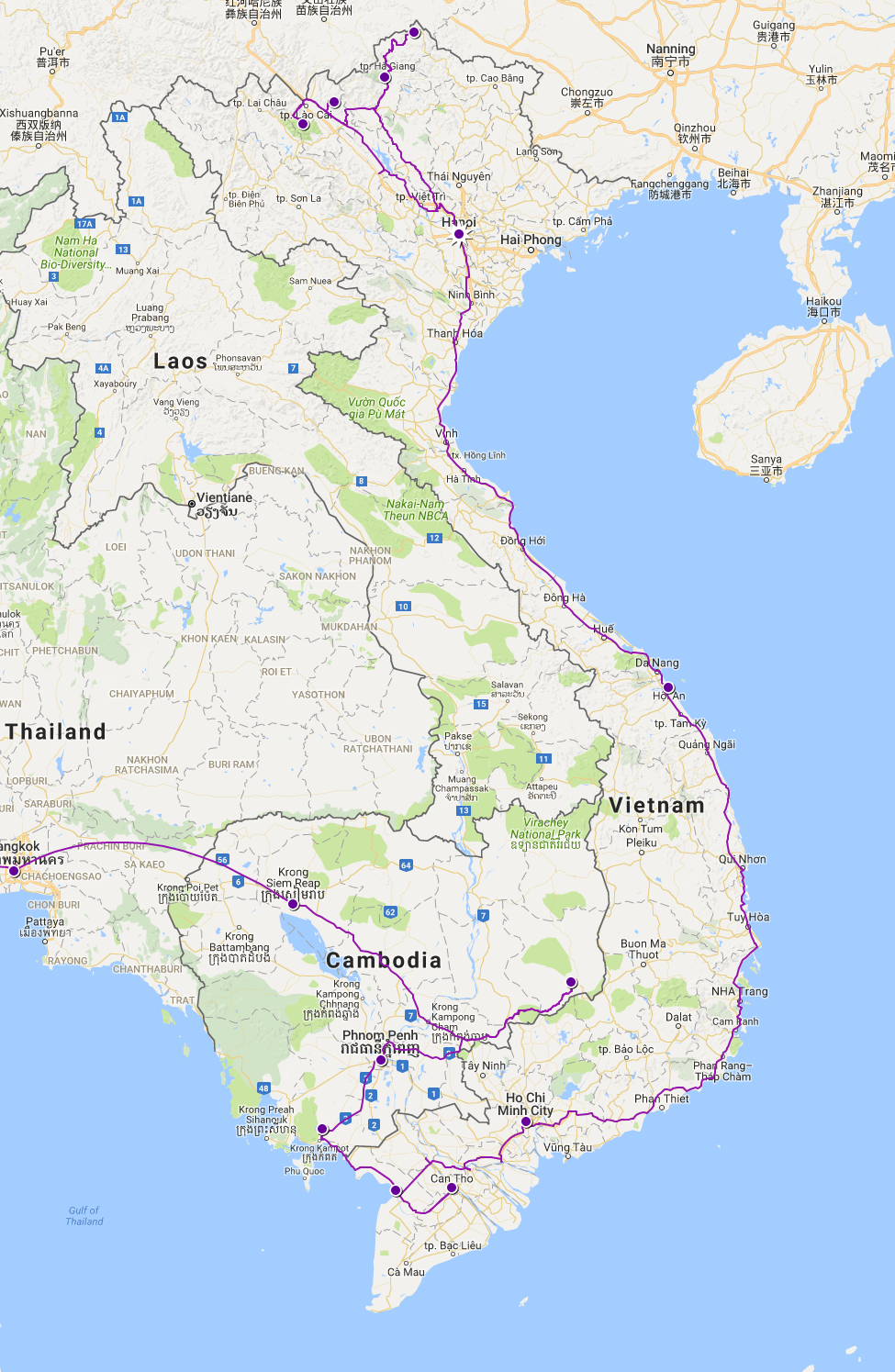 Our Route through Vietnam