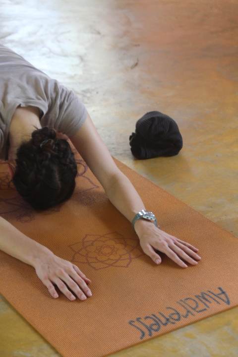 Child's Pose at Xhale Yoga Retreat, Pai, Thailand