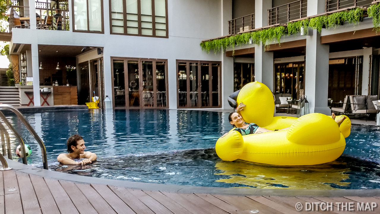 Relaxing by the Hotel Pool in Bangkok, Thailand