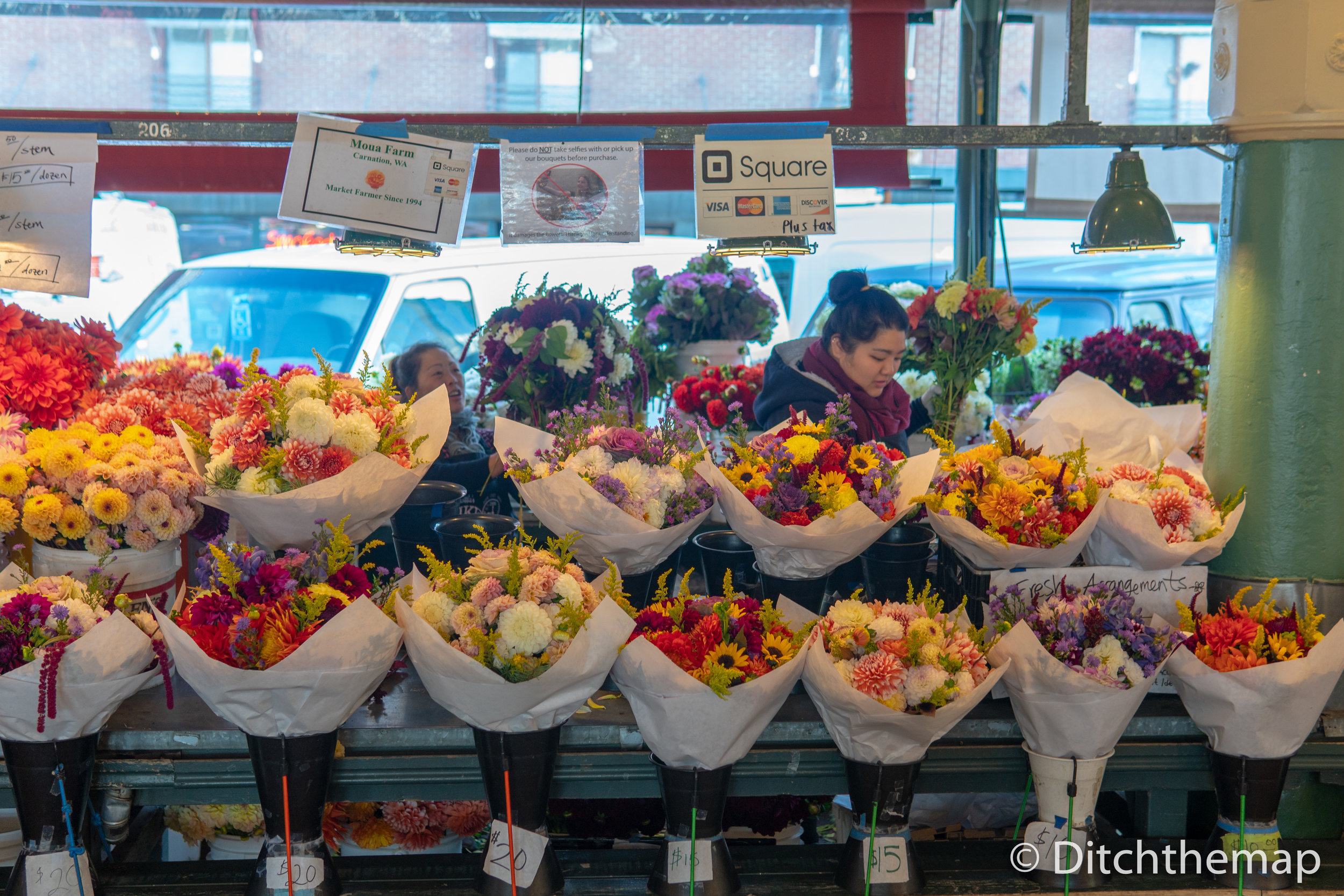Flower shop inside Pike Place Market