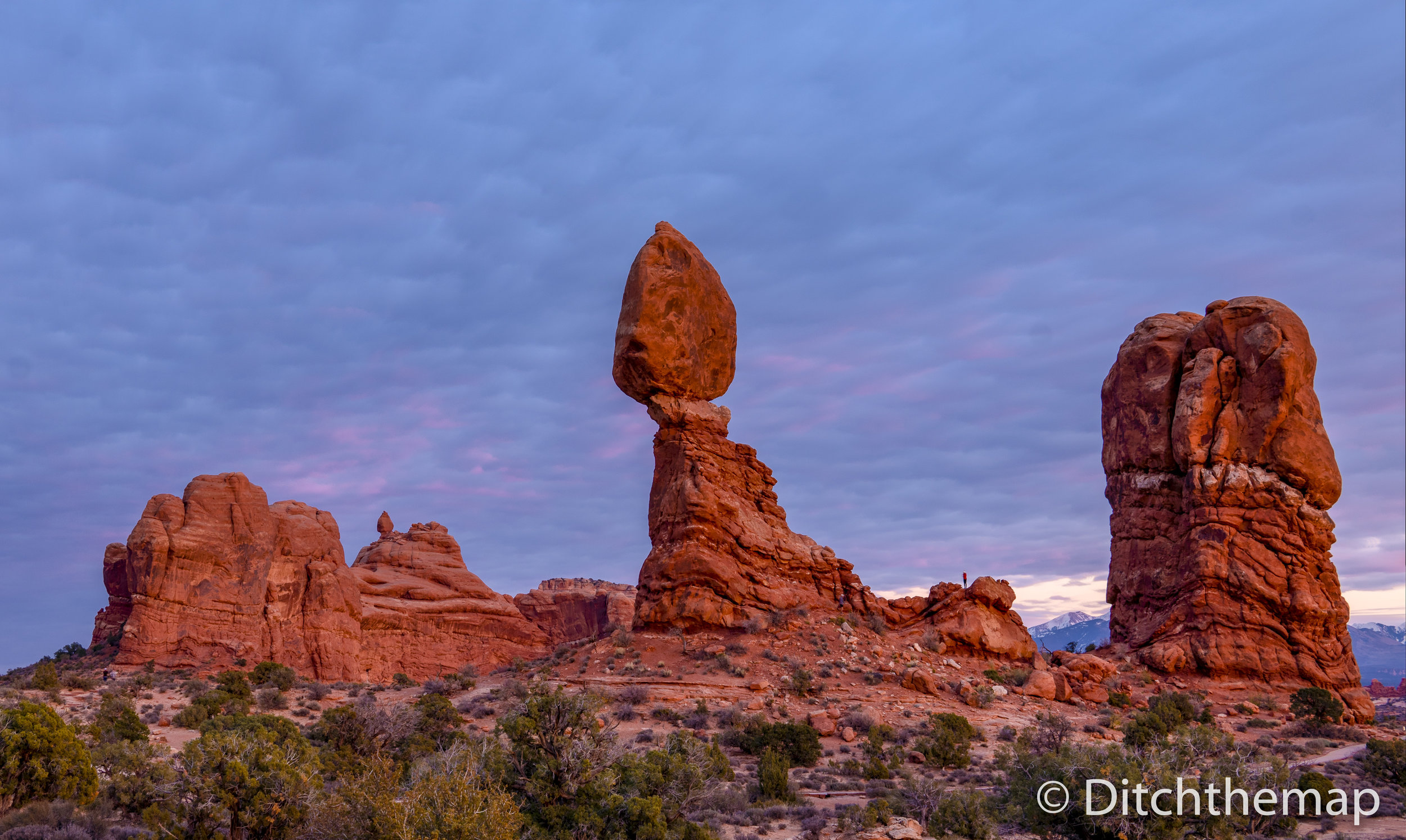 Sunset at Balanced Rock in Arches