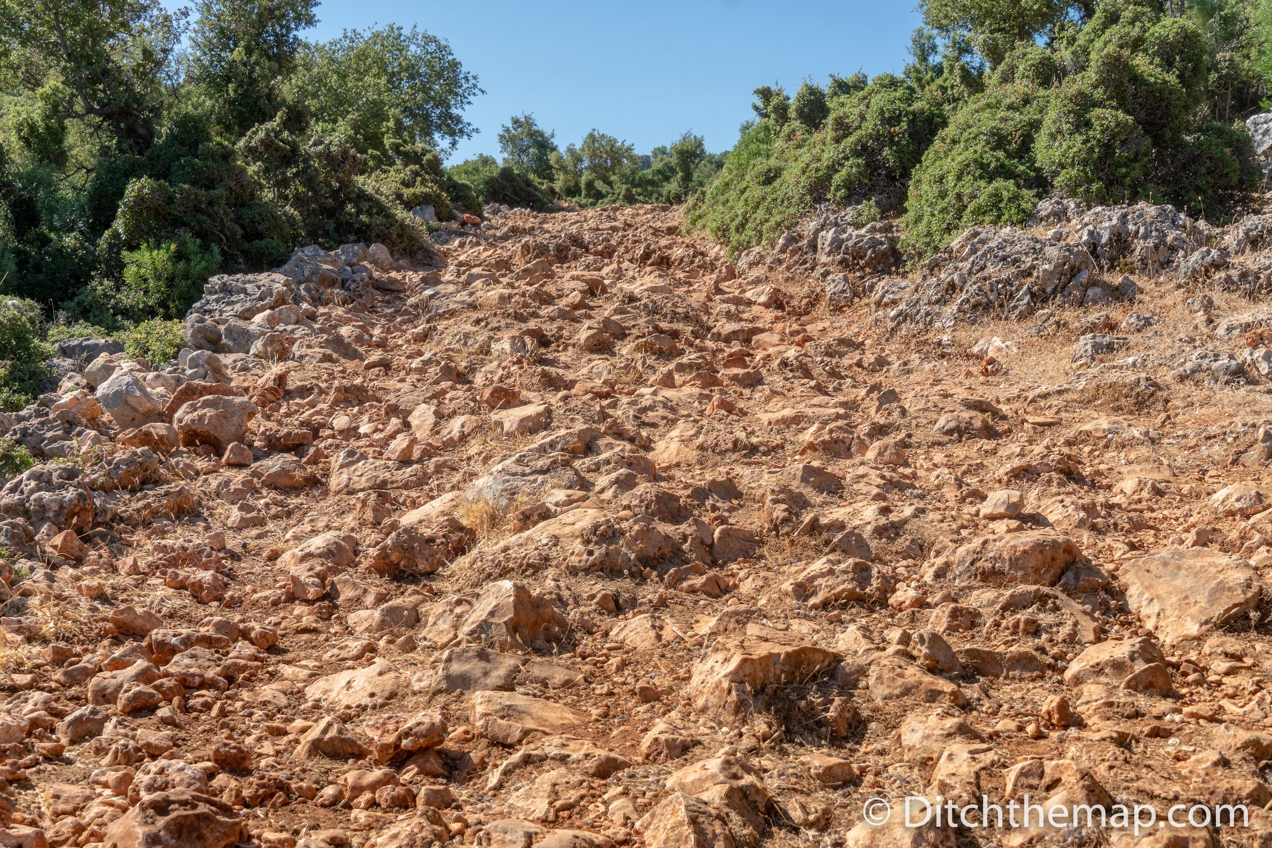 A rocky section of trail on the Lycian Way