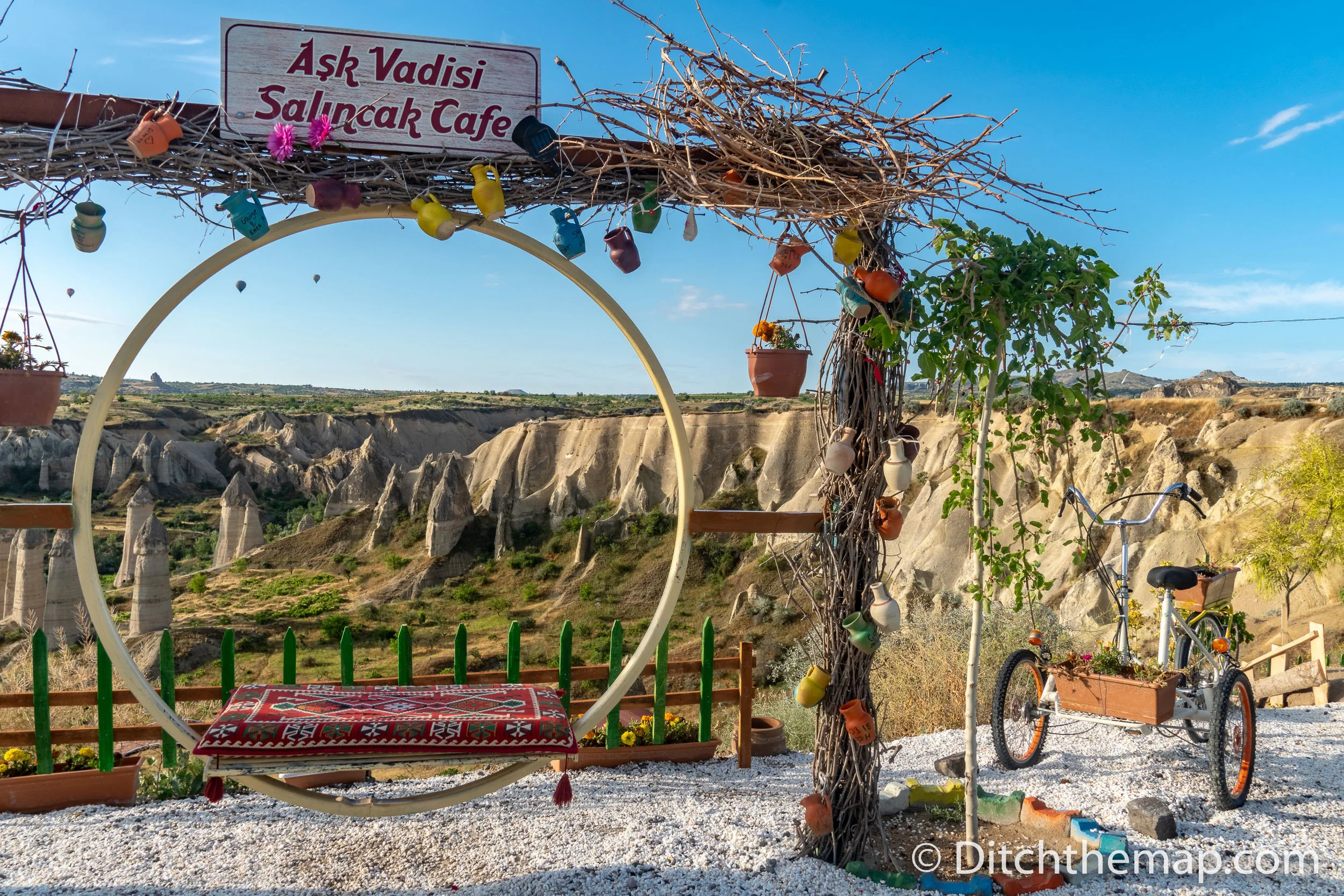 Seating area at love valley lookout
