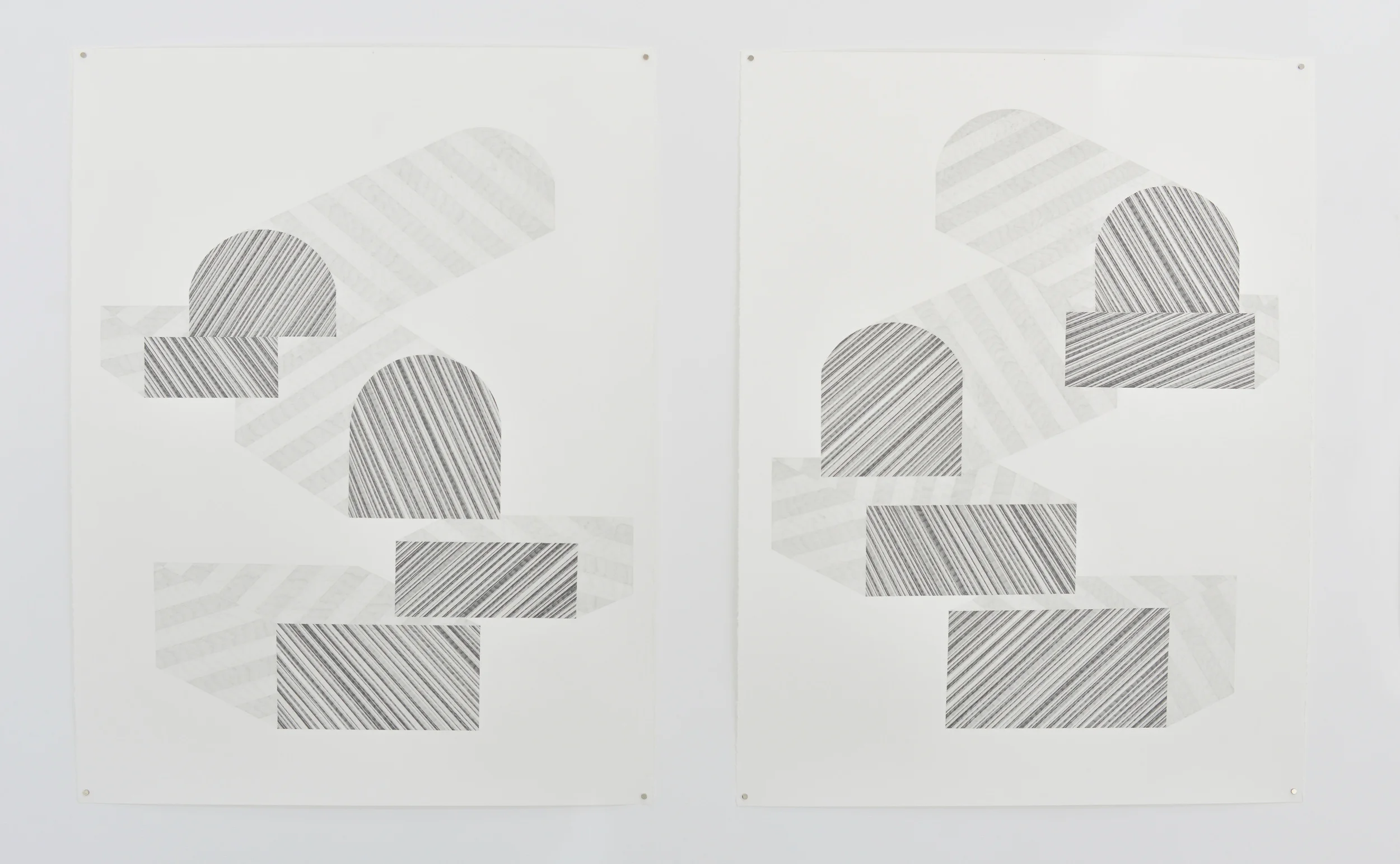 Karin Haas left: Stripe Two , 2015 , right: Stripe One , 2015 Graphite on paper 38 x 50 inches