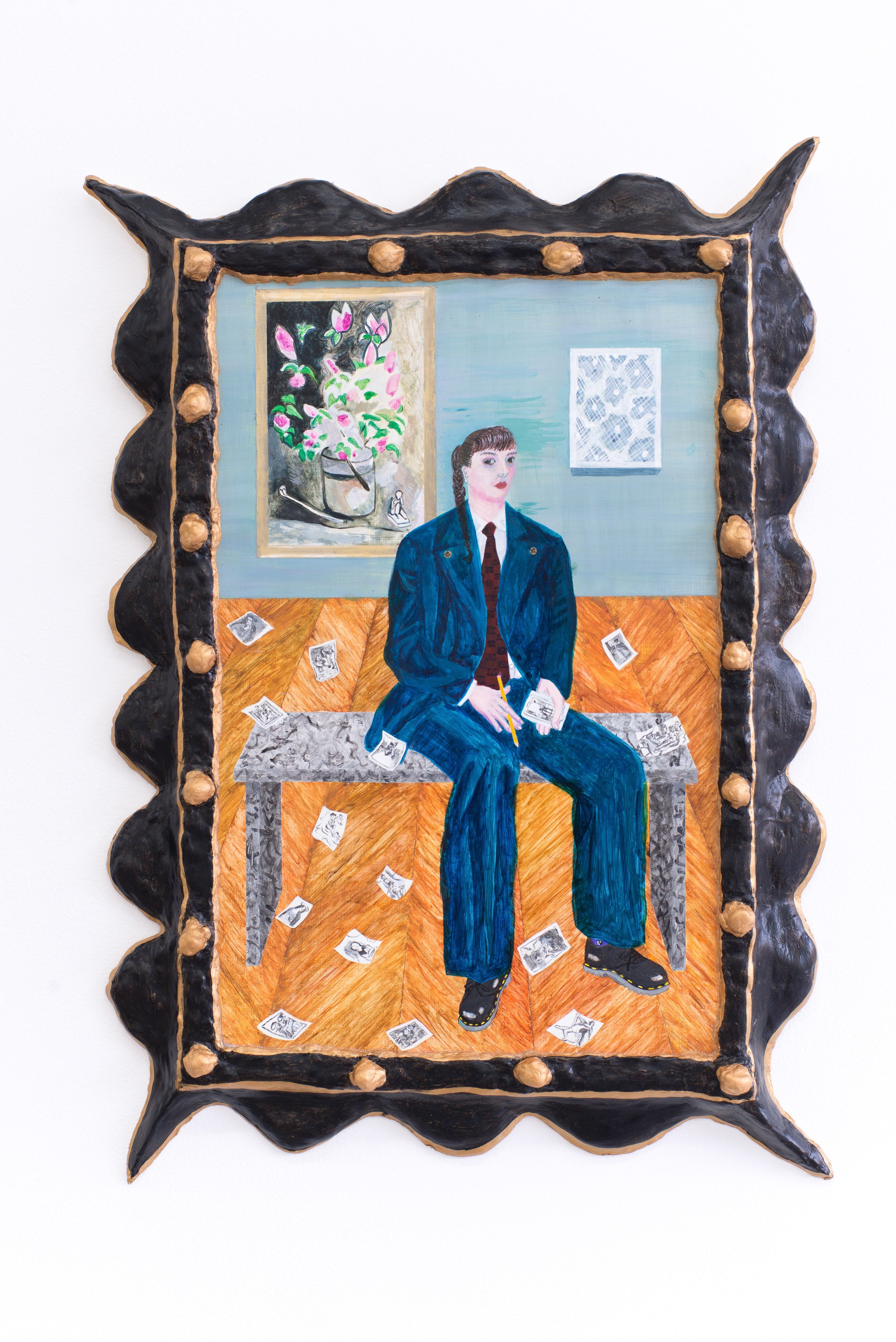 Liz Englander Security Days , 2013 Acrylic on wood, papier-mâch 2 2 x 16 x 2 inches
