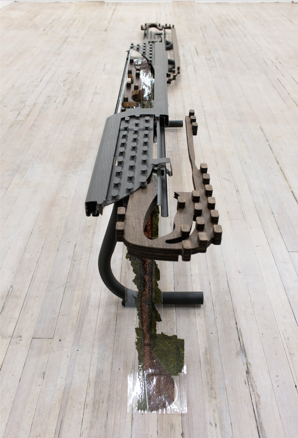 Anne Libby P*P*O*S*T*O*, 2017 Laminated seaweed, powder coated steel, polyethylene, plywood, formica