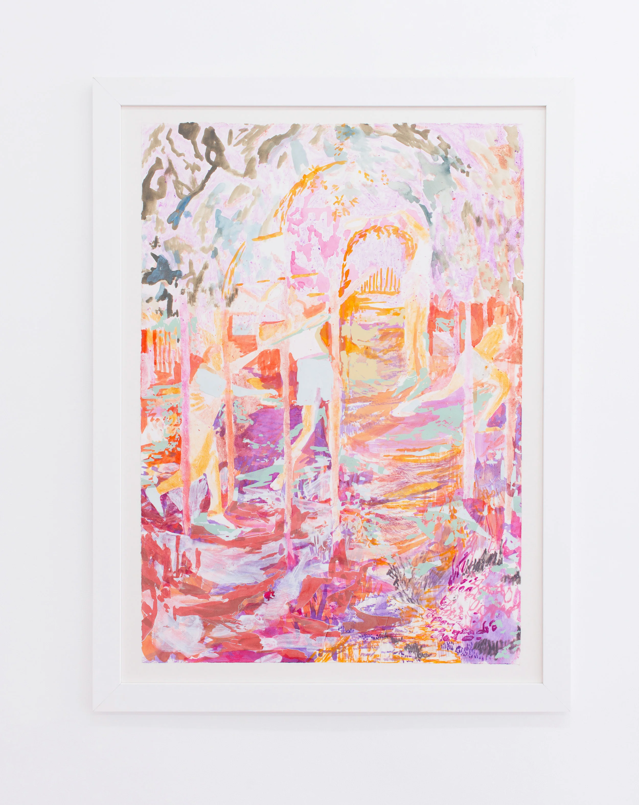 Elizabeth King The Shuttler Returned the Lob, 2017 Acrylic and watercolor on paper Paper: 42 x 30 inches Frame: 49 3/4 x 37 3/4 inches