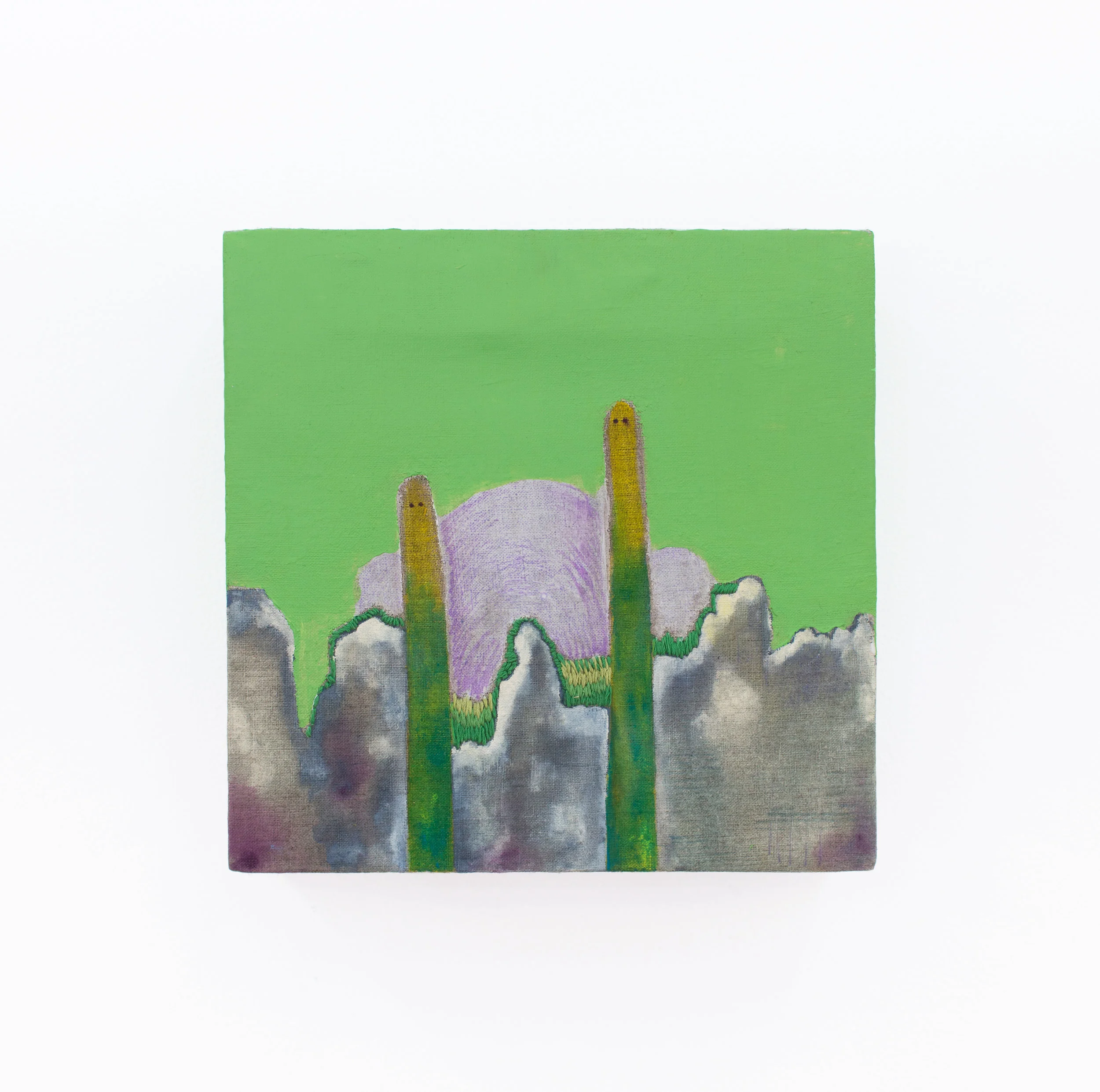 Sofia Ortiz Cactus, 2017 Acrylic, pencil, gouache, thread on linen 12 x 12 x 4 inches
